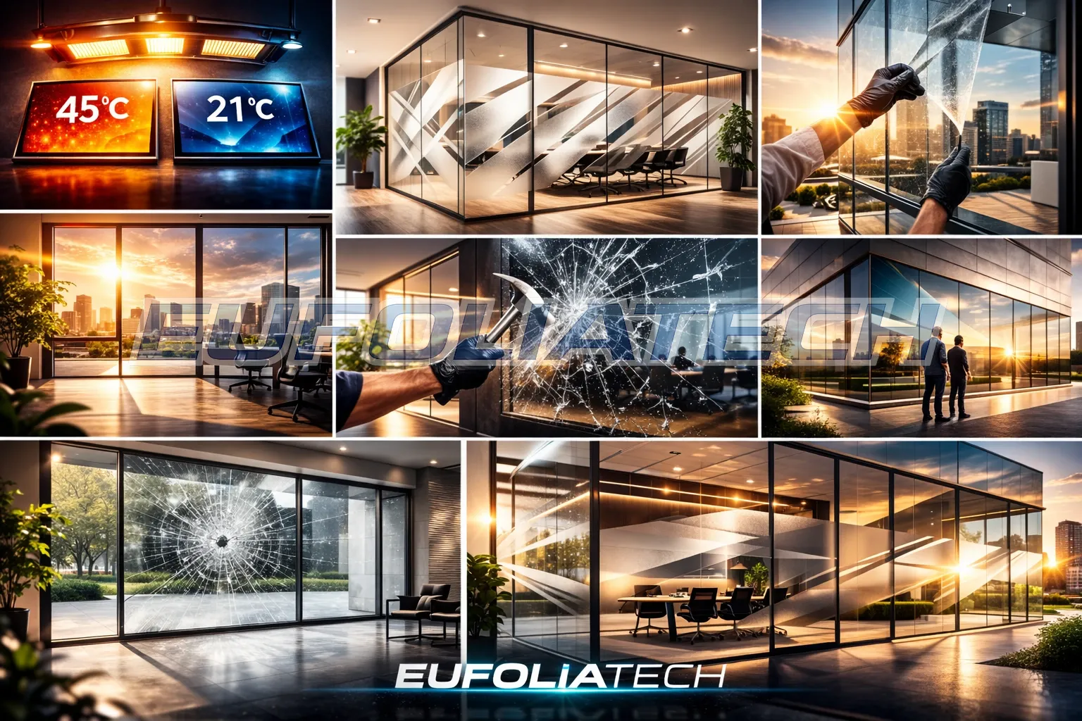 Ablakfóliázási munkák – hővédő, UV és biztonsági fóliák különböző üvegfelületeken