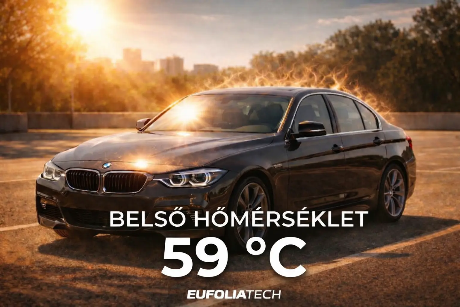 Napon parkoló autó utasterének felmelegedése – belső hőmérséklet akár 59 fok