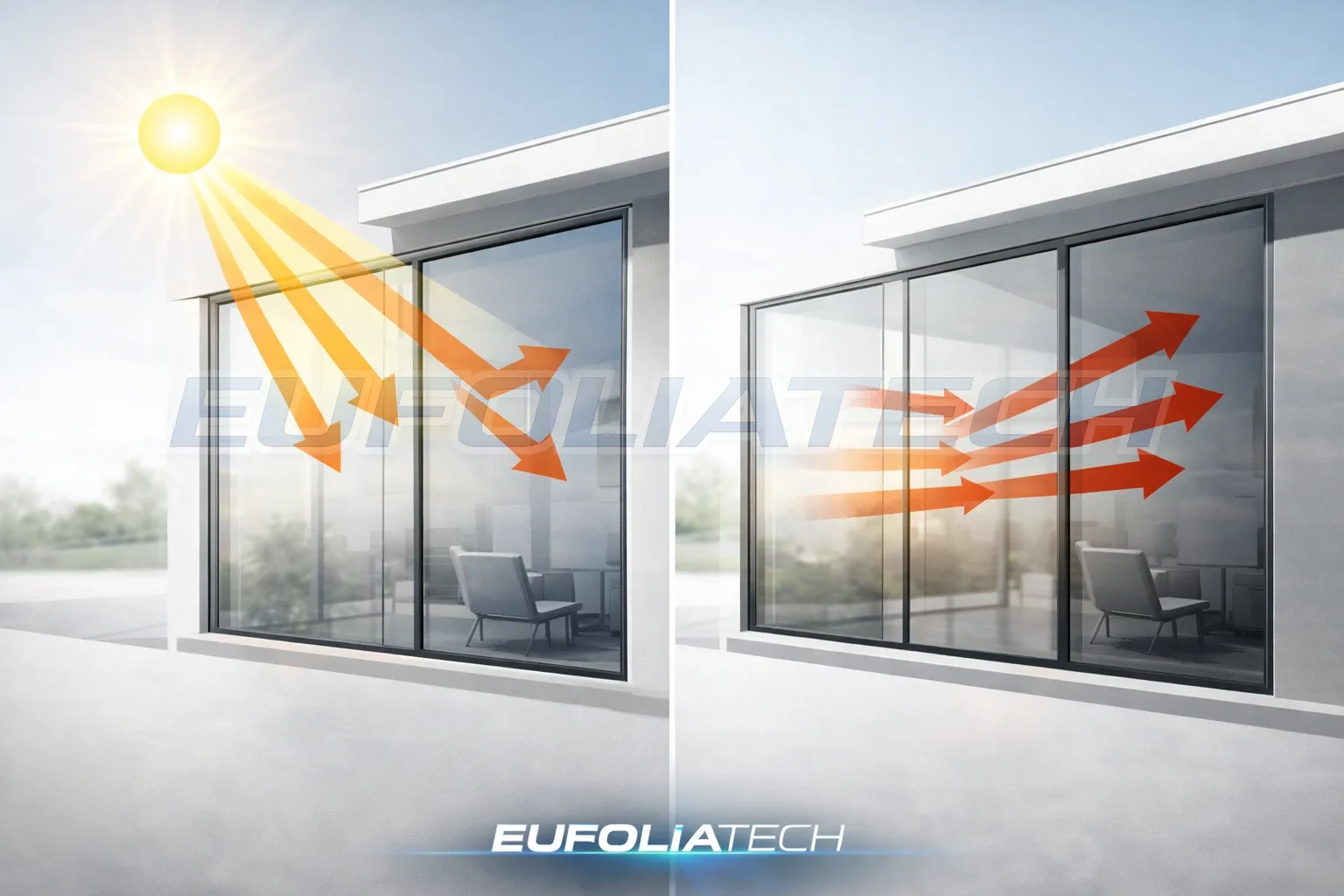 Hőterhelés üvegfelületen – ablakfólia hatás összehasonlító ábra