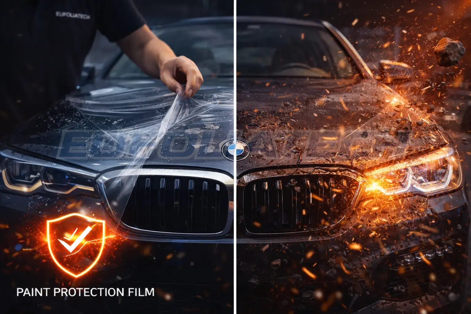 PPF fólia felhelyezése karosszéria felületre