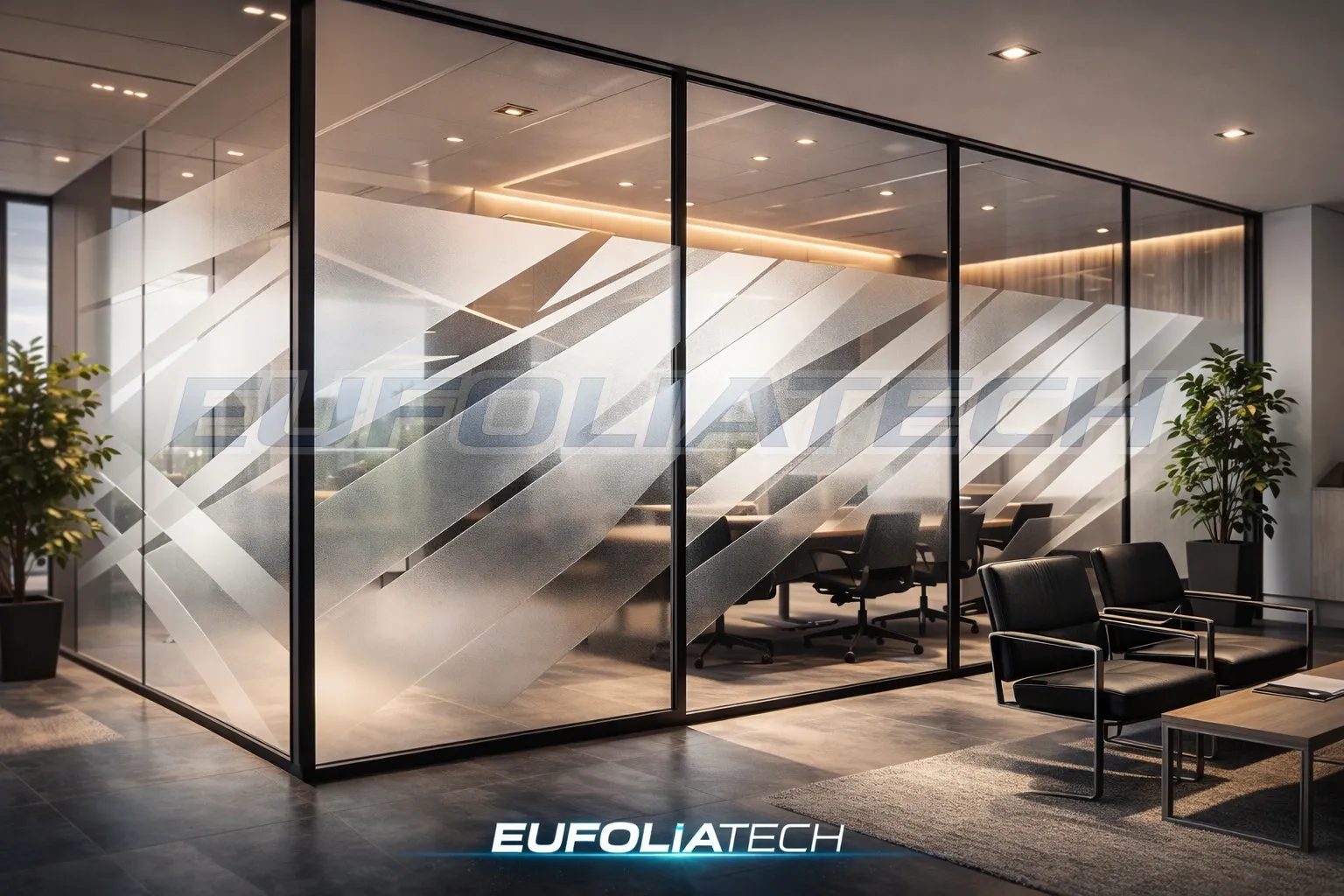 Matt tejüveg és dekor ablakfólia üvegajtón részleges mintázattal